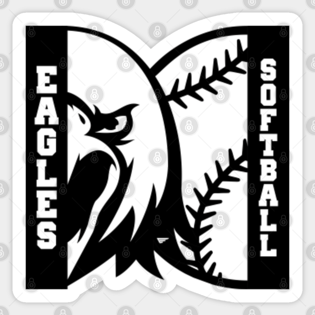 Eagles Softball Mascot Logo Eagles Softball Sticker TeePublic